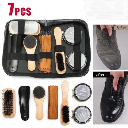 Shoe Cleaning Brushes Tools Kit Polish Boot High Heeled Leather Shine Care Case